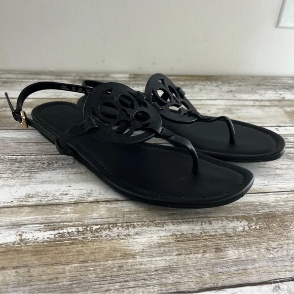 Coach Jaci Logo Leather Sandals - Picture 3 of 13